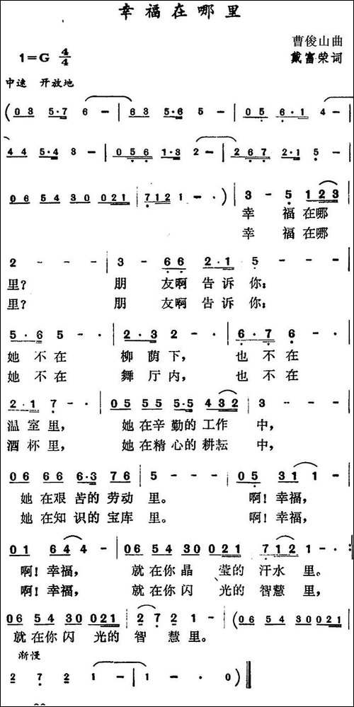 幸福在哪里-戴富荣词-曹俊山曲
