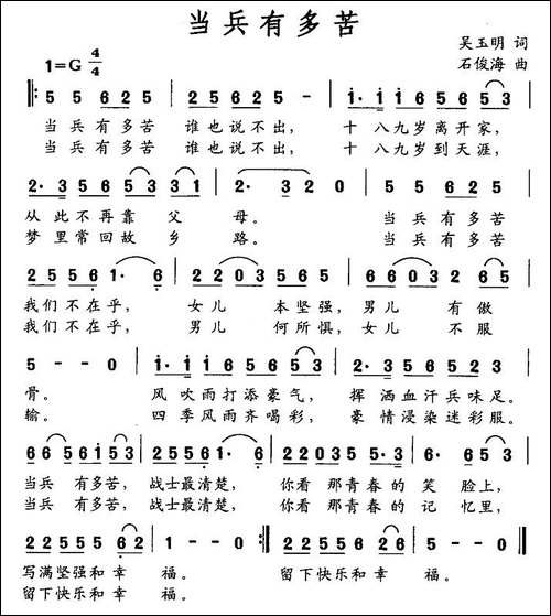 当兵有多苦-吴玉明词-石俊海曲