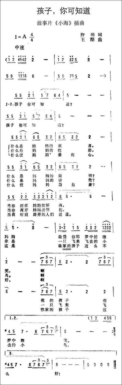 孩子，你可知道-故事片《小海》插曲