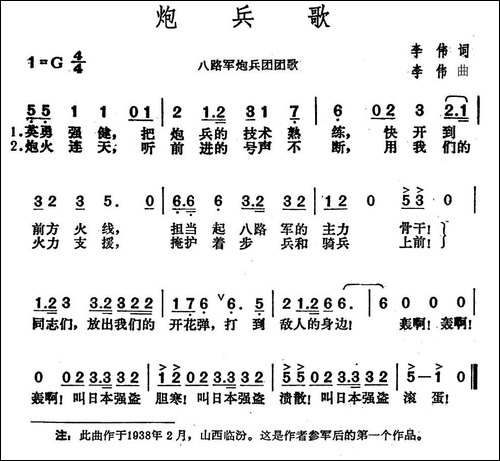 炮兵歌-八路军炮兵团团歌