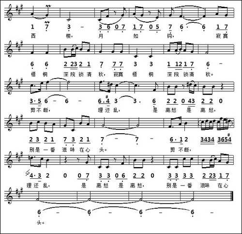 鸟夜啼-[南唐]李煜词-阿镗曲、线简谱对照版