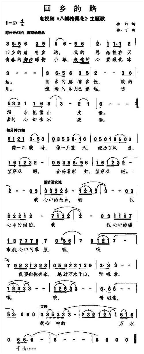 回乡的路-电视剧《八瓣格桑花》主题歌