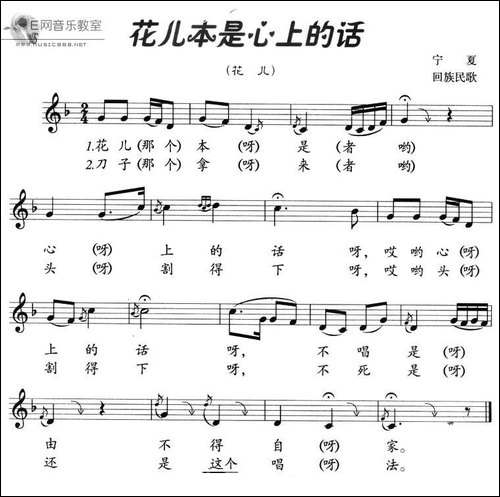 花儿本是心上的话-五线谱