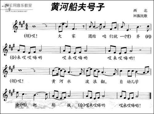 黄河船夫号子-五线谱