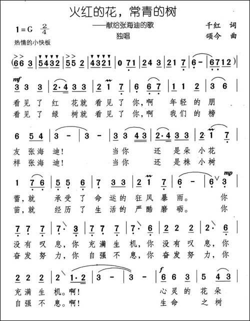 火红的花，常青的树