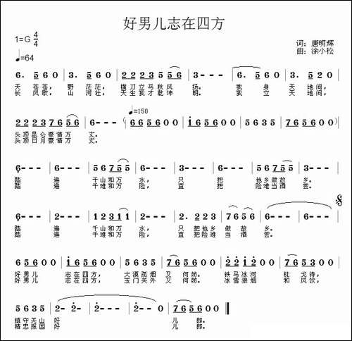 好男儿志在四方-唐明辉词-涂小松曲