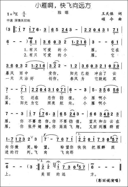 小雁啊，快飞向远方