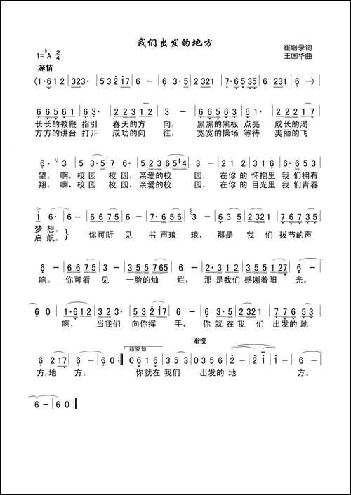 我们出发的地方-崔增录词、王国华曲