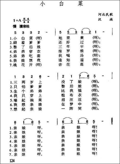 小白菜-河北民歌、5个版本