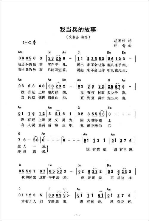 我当兵的故事-胡宏伟词-印青曲