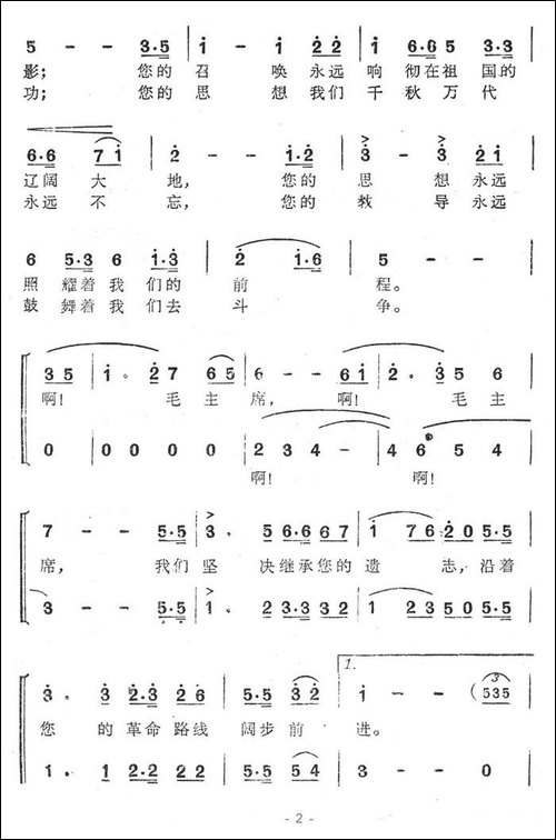 毛主席永远活在我们心中-晨枫、白翎词-彦克曲