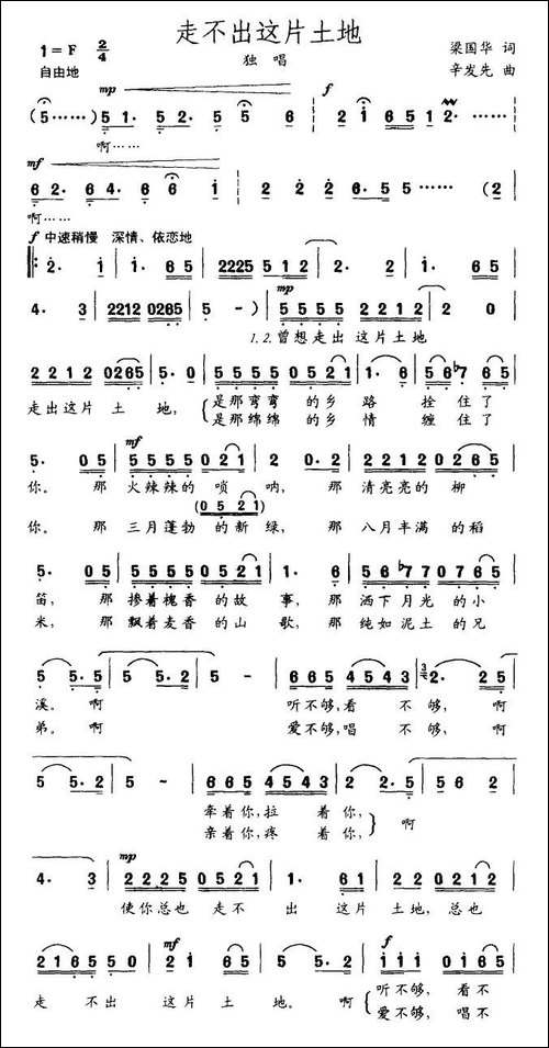 走不出这片土地-梁国华词-辛发先曲