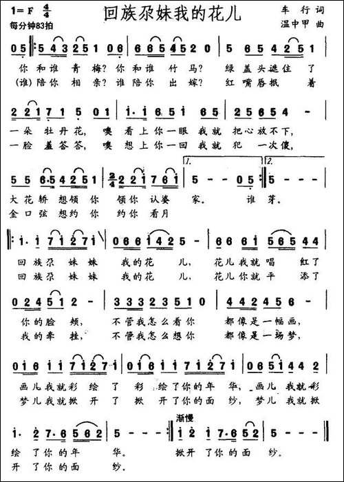 回族尕妹我的花儿