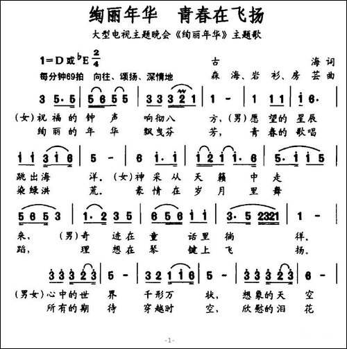 绚丽年华-青春在飞扬-大型电视主题晚会《绚丽年华》主题歌