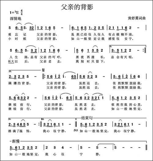 父亲的背影-黄舒翼-词曲