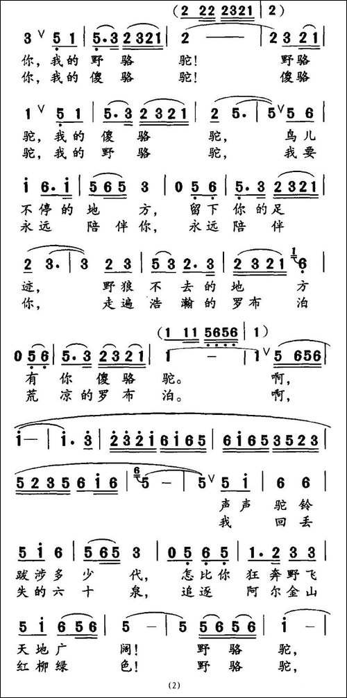 野骆驼-傻骆驼-高枫词-胡绍正曲