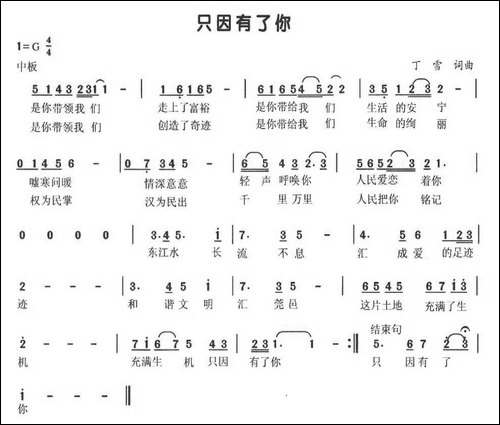 只因有了你-丁雪-词曲