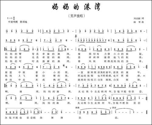 妈妈的港湾-刘志毅词-陆军曲