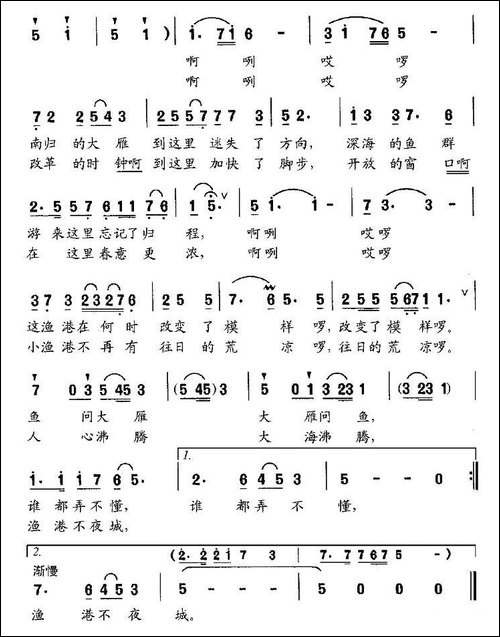 渔港不夜城-马金星-词-李国江曲