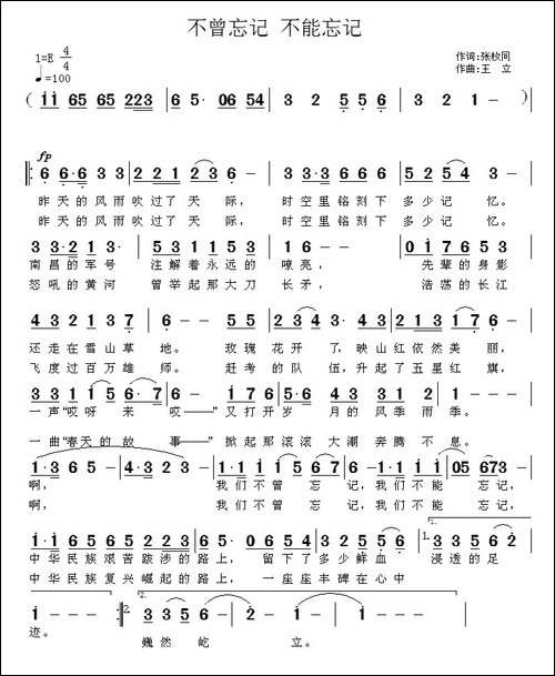 不曾忘记-不能忘记-张枚同词-王立曲