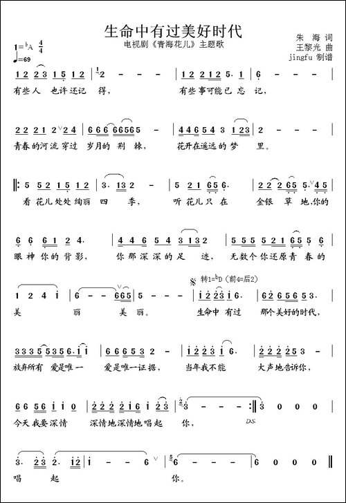 生命中有过美好时代-电视剧《青海花儿》主题歌