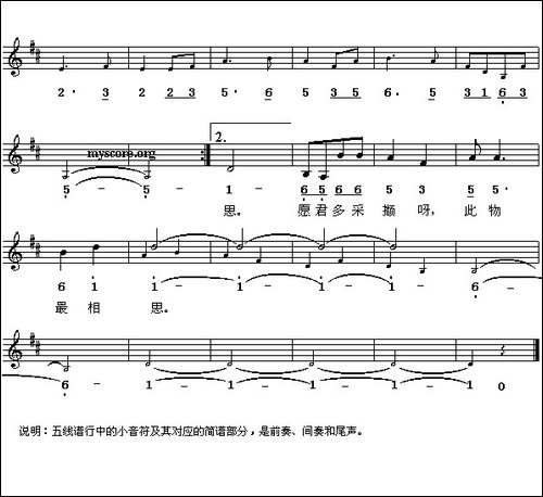 相思-[唐]王维词-谷建芬曲、线简谱混排版