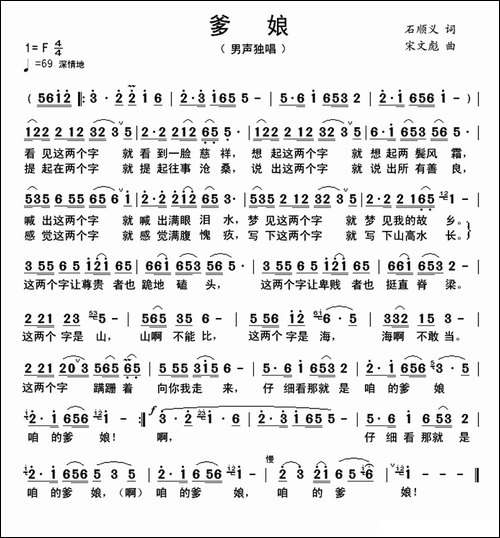 爹娘-石顺义词-宋文彪曲