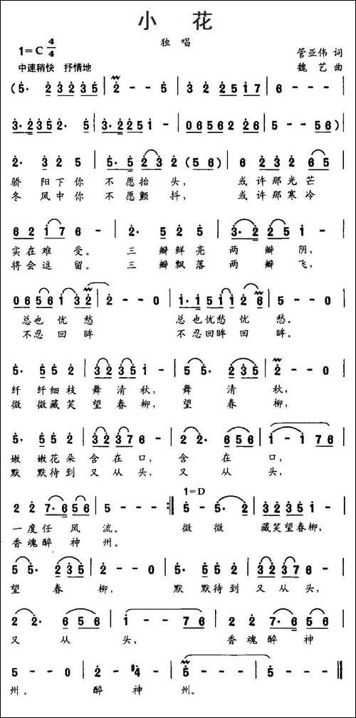 小花-管亚伟词、魏艺曲-