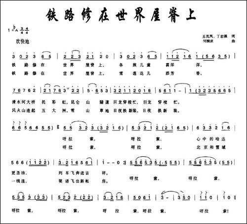 铁路修在世界屋脊上-王克风、丁志强词-何振京曲