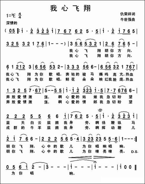 我心飞翔-仇荣祥词-牛世强曲