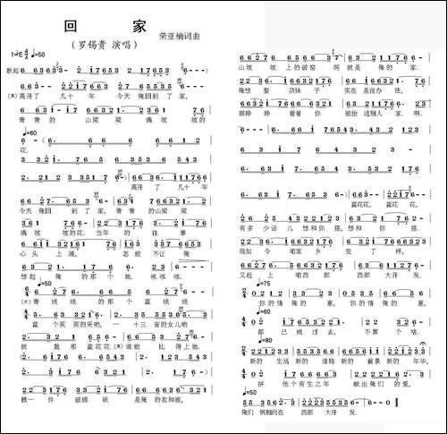 回家-荣亚楠-词曲