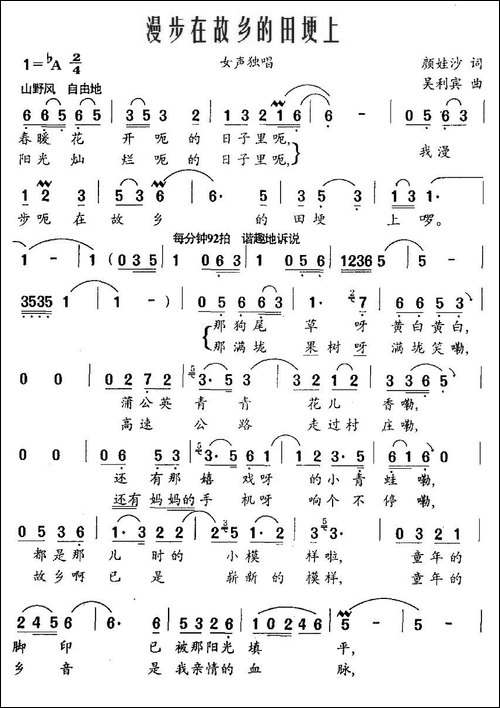 漫步在故乡的田埂上