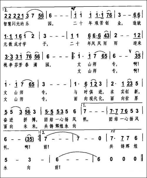 文山师专之歌-献给文山师专建校二十周年