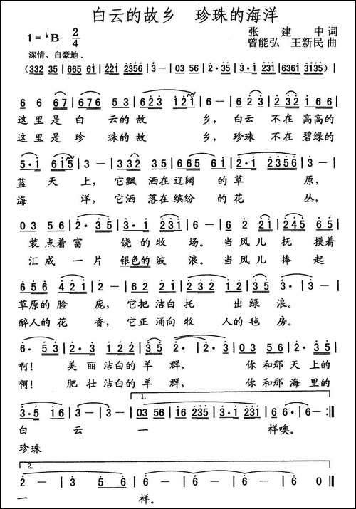 白云的故乡-珍珠的海洋--张建中词-曾能弘-王新民曲