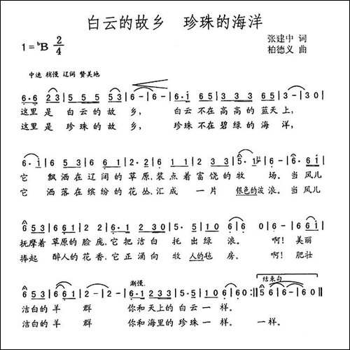 白云的故乡-珍珠的海洋-张建中词-柏德义曲