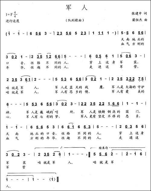 军人-张建中词-梁恒杰曲