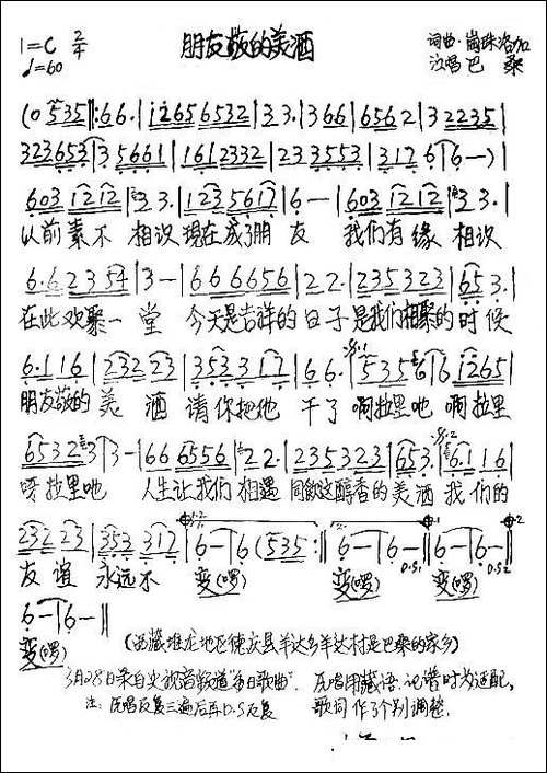 朋友敬的美酒