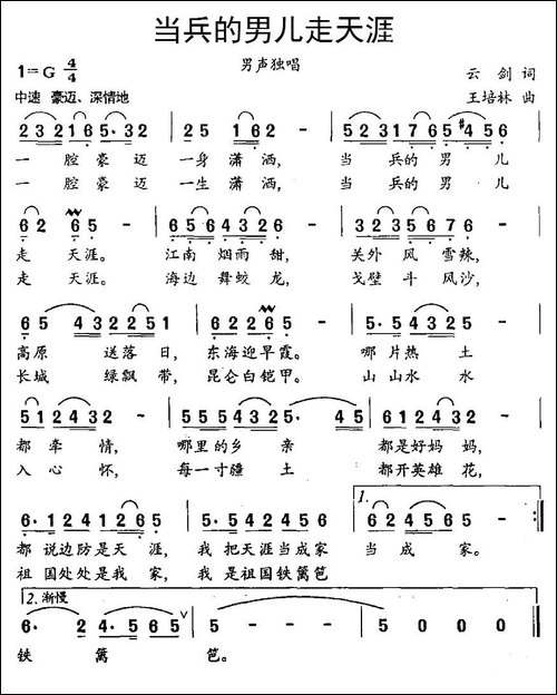 当兵的男儿走天涯-云剑词-王培林曲