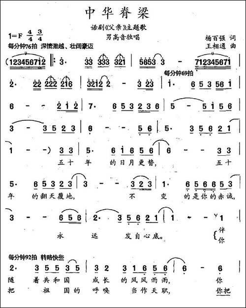 中华脊梁-话剧《父亲》主题歌