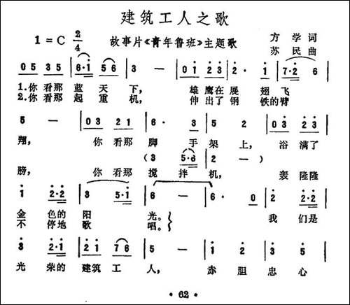 建筑工人之歌-电影《青年鲁班》插曲