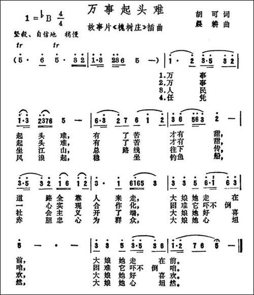 万事起头难-电影《槐树庄》插曲