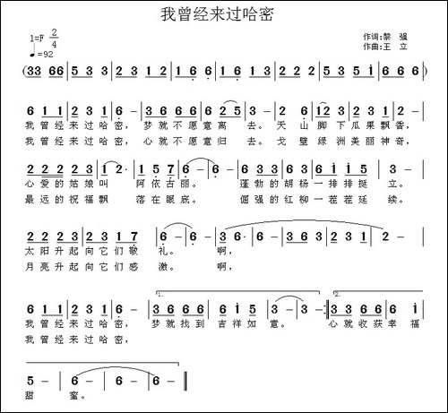 我曾经来过哈密-黎强词-王立曲