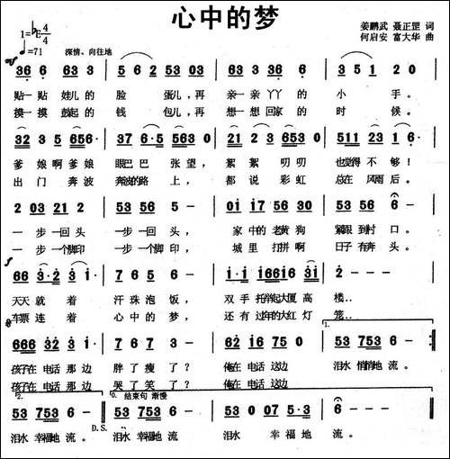 心中的梦-姜鹏武-聂正罡词-何启安-富大华曲