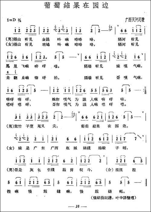 葡萄结果在园边-民歌