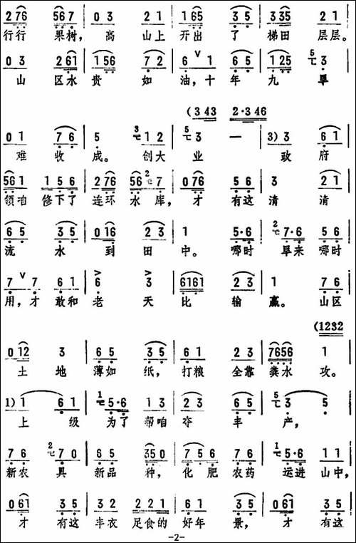 俺小梅句句话心长语重-《丰收之后》选段-评剧唱谱