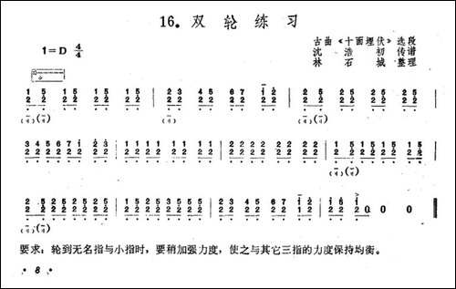 双轮练习-古曲《十面埋伏》选段-琵琶谱