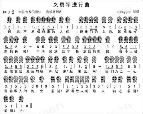 义勇军进行曲-六孔陶笛谱-其他谱