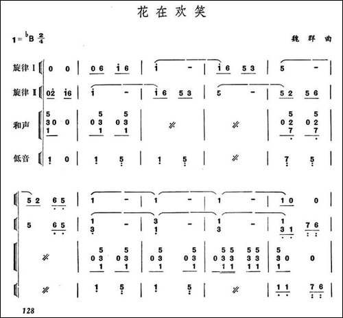 花在欢笑-器乐合奏、简谱版-其他谱