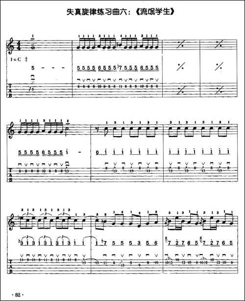 电吉他失真旋律练习曲：流氓学生-其他谱