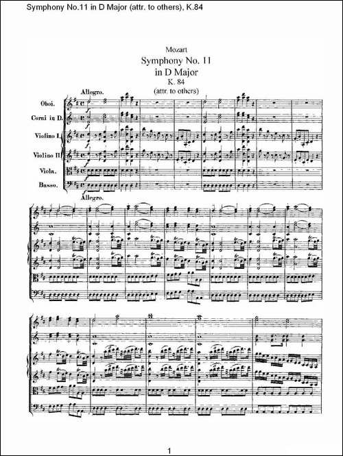 Symphony-No.11-in-D-Major-attr.-to-others，K.8-其他谱